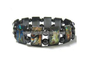 Magnetic Hematite Religious Sealed Icon Bracelet 7.8inch